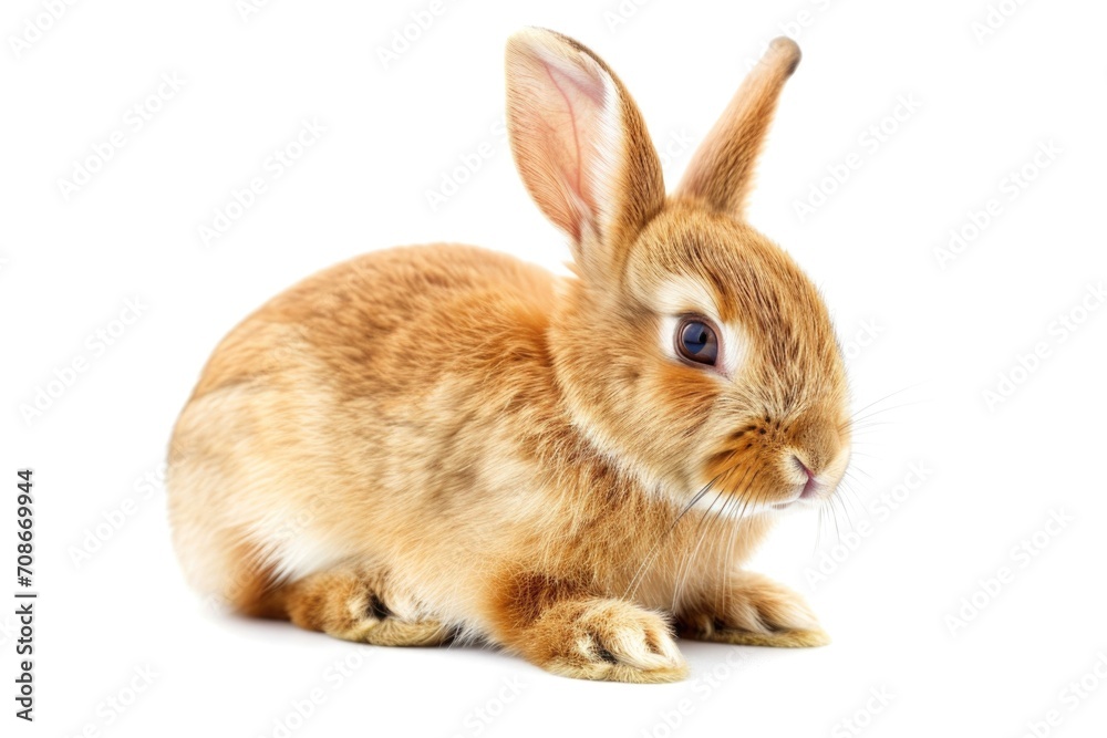 Poster a brown rabbit sitting on top of a white floor. suitable for various uses