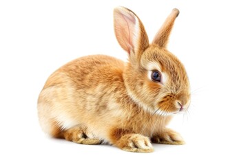 Fototapeta premium A brown rabbit sitting on top of a white floor. Suitable for various uses