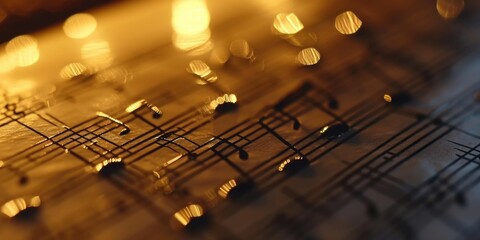 A detailed view of a sheet of music. Perfect for musicians, composers, and music enthusiasts. Can...