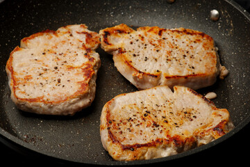 Cooking pork meat steak