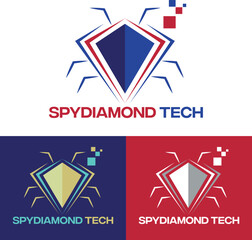 Diamond Spider Logo Design Vector, Spider Technology Logo Design, Tech logo