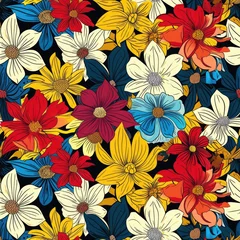 Fotobehang Colorful Seamless Floral Pattern. © Suzy