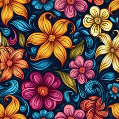 Colorful Seamless Floral Pattern.