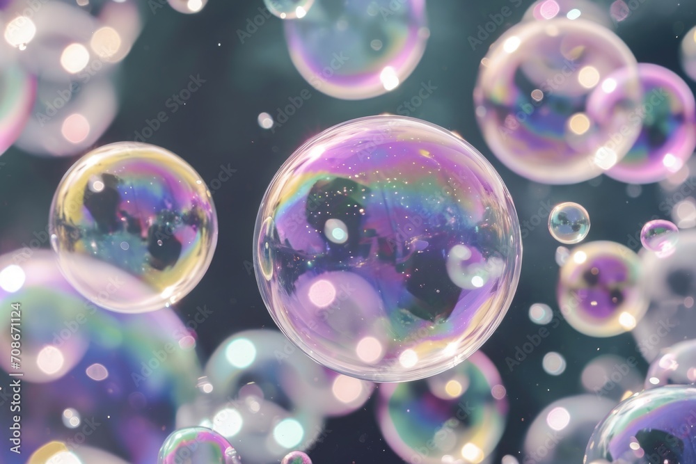Poster Bubbles floating in the air, suitable for various uses