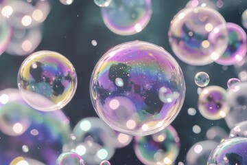 Bubbles floating in the air, suitable for various uses