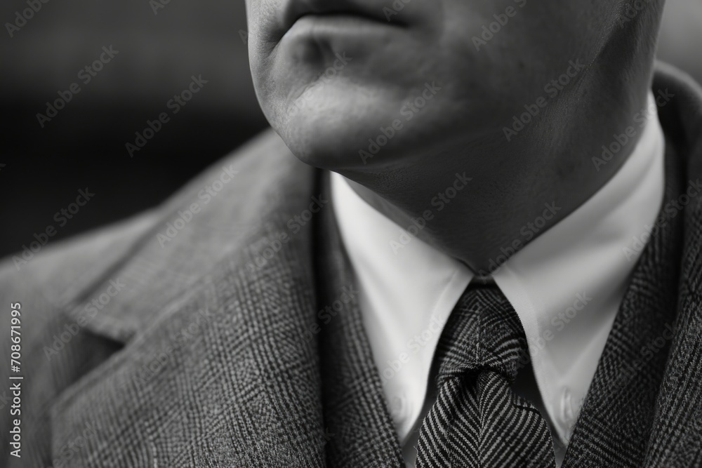 Poster a sophisticated man dressed in a suit and tie. this image can be used for professional and business-