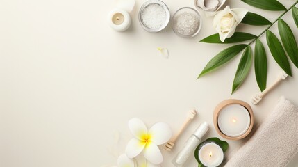 spa and beauty background with copy space - obrazy, fototapety, plakaty