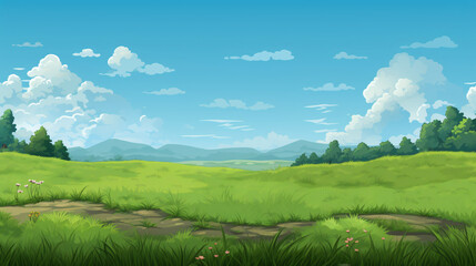 Fototapeta na wymiar Pixel art game background with grass