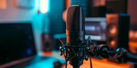 microphone in the studio close-up Generative AI