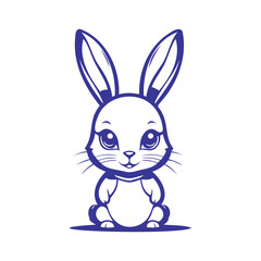 Fototapeta premium Illustration of Cute Rabbit in Blue