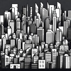 vector style city outline simple modern minimalist black and white logo design 