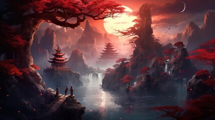 Chinese fantasy style scene art