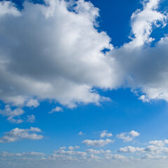 Cumulus clouds and blue sky.