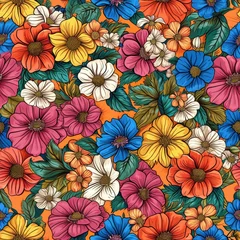 Fotobehang colorful floral seamless pattern © Suzy