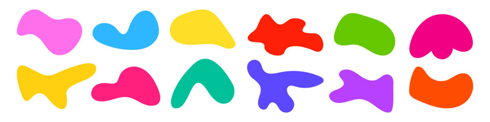 Amoeba blob, blotch shape vector illustration set	