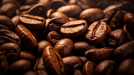 Naklejka premium Coffee beans close-up. Brazilian coffee