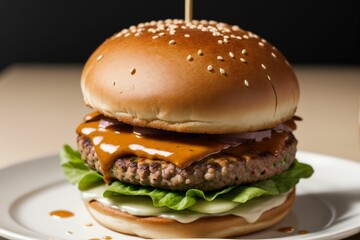 Burger advertisement photo, AI generated