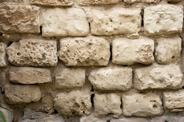 Ancient stone wall of a building near  amphitheater of Alexandria