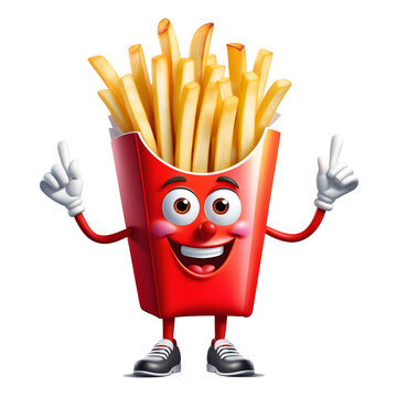 mascot character french fries on white background