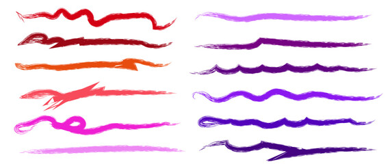 A set of brushes and elements for notes, highlighting and underlining in text