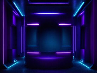 Dimly Lit Room With Blue and Purple Lighting. Generative AI.