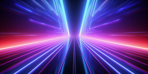 Stunning neon light display with abstract laser rays and glowing lines, Abstract multicolored laser lighting.