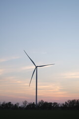Wind Turbine at Sunset: Renewable Energy, Sustainable Power, and Nature