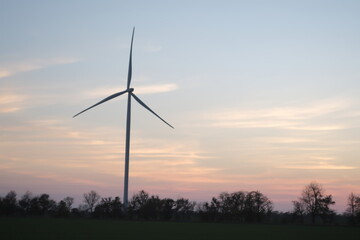 wind turbine at sunset