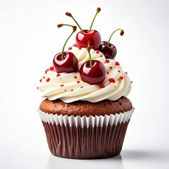 A cupcake with cherry on top. Generative AI