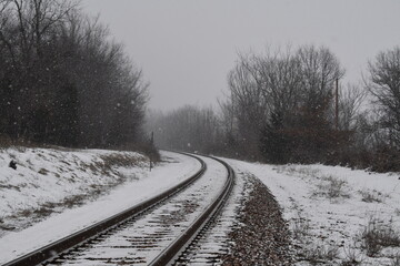 Snowy Train Tracks