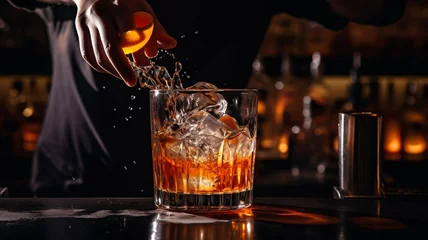 Foto op Plexiglas bartender pours a drink from ice © Vahagn