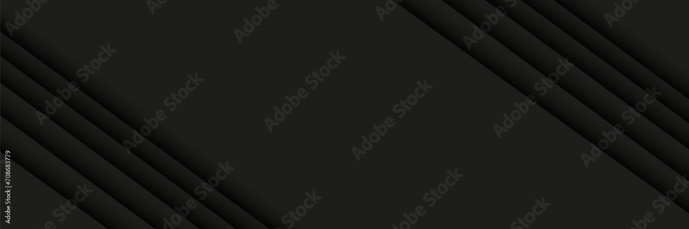 Wall mural abstract black banner design background with diagonal geometric overlay layers. modern square shape 