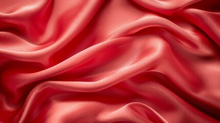 Obraz premium Red silk fabric texture background, adding a touch of elegance and luxury to fashion-related design concepts. [Silk fabric texture on red background]