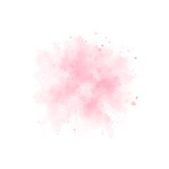 Abstract pink watercolor water splash on a white background. Vector watercolour texture in rose color. Ink paint brush stain. Pink soft light blot. Watercolor pastel splash