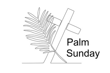 a cross sign and a palm branch at the Palm Sunday celebration