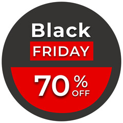 Black Friday advertising button with 70 percent discount