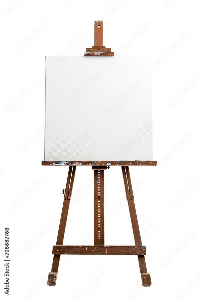 Poster a blank canvas on an easel, ready for an artist's creation. perfect for art-related projects and cre