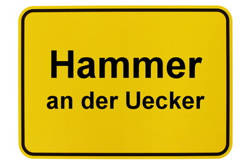 Obraz premium Illustration eines Ortsschildes der Gemeinde Hammer an der Uecker in Mecklenburg-Vorpommern