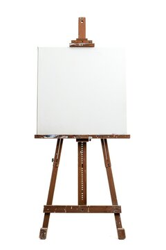A blank canvas on an easel, ready for an artist's creation. Perfect for art-related projects and creative inspiration