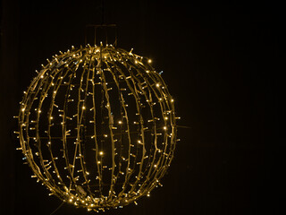 Closeup round LED glowing balls isolated on black background
