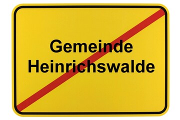 Illustration eines Ortsschildes der Gemeinde Heinrichswalde in Mecklenburg-Vorpommern