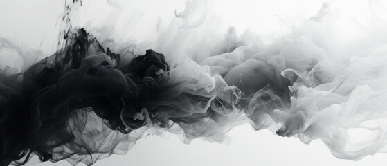 Monochrome abstract painting showcasing a fusion of sharp marks and soft blurs, creating a striking contrast. T