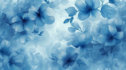 Blue floral pattern with delicate blossoms, ideal for creating an elegant and feminine background for design projects. [Floral blue background for the designer's work]