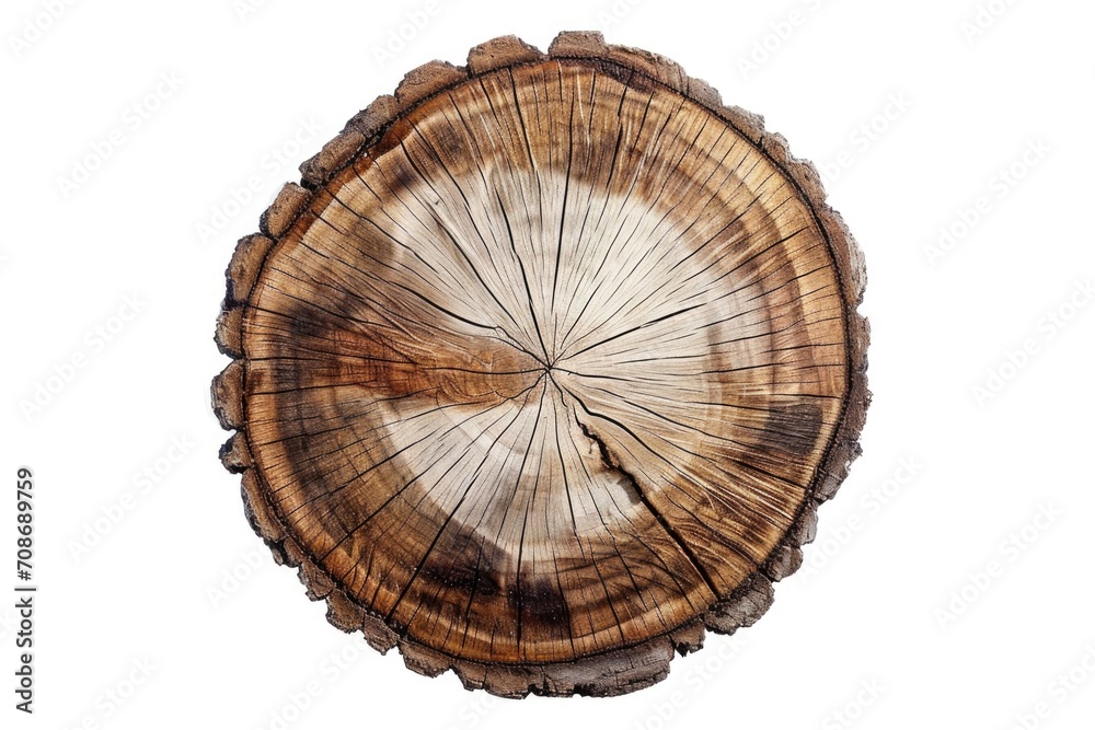 Poster a detailed close-up shot of a tree stump with a plain white background. perfect for nature-themed de