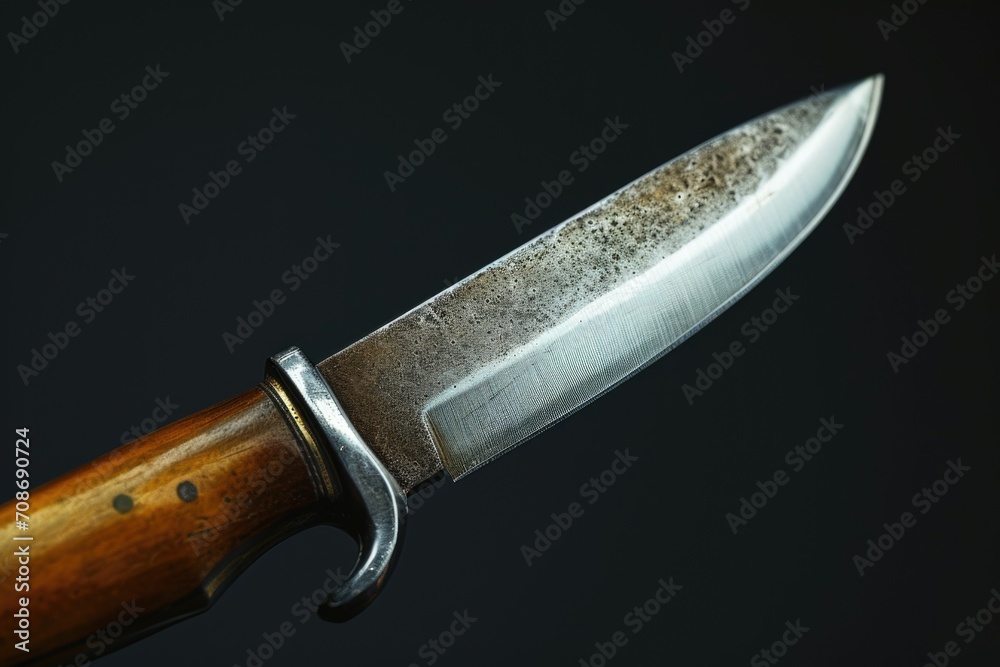 Aufkleber a close-up view of a knife on a black background. this image can be used for various purposes
