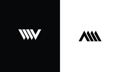 Minimal elegant monogram art logo. Outstanding professional trendy awesome artistic WV AM initial based Alphabet icon logo.