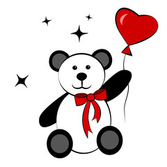 Bear with a balloon on a white background