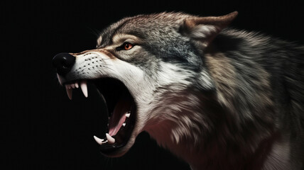 Portrait of a growling grey wolf © giedriius