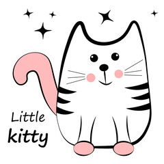 Cute Cat on a white background. Doodle