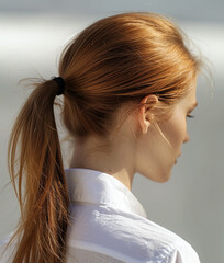 Young beautiful woman with ponytail hairstyle